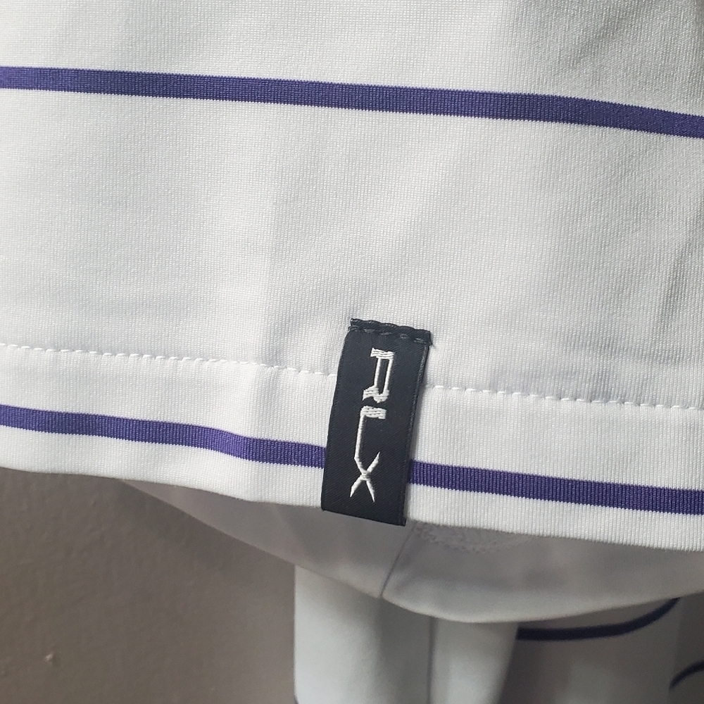 Ralph Lauren White and Purple Striped Polo Shirt. Sz L - Picture 3 of 5
